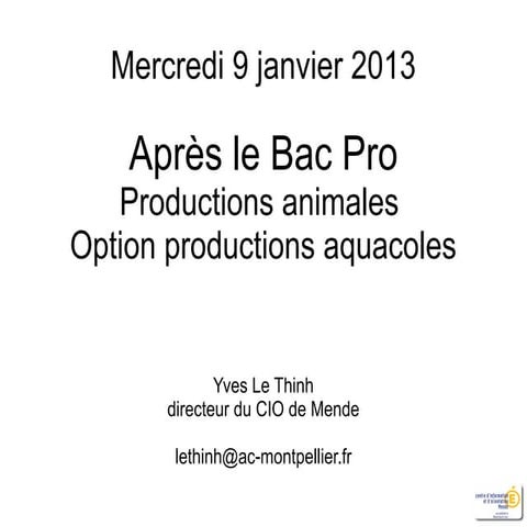 Apres le bac pro Productions aquacoles
