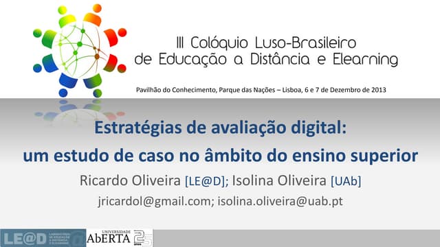 Estratégias de avaliação digital: u...