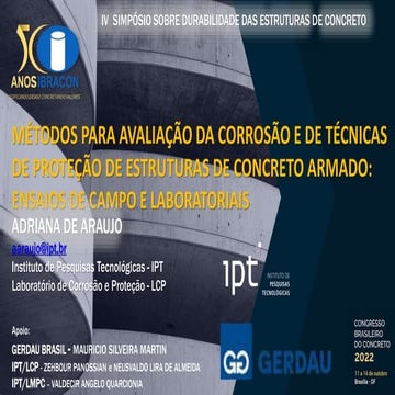 MÉTODOS PARA AVALIAÇÃO DA CORROSÃO E DE TÉCNICAS DE PROTEÇÃO DE ESTRUTURAS DE...