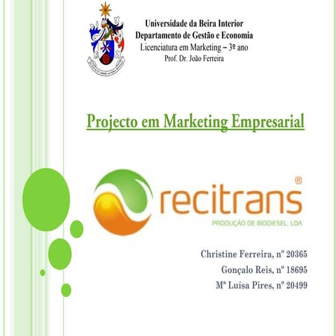 Apresentação - Projecto Final- Plano de Marketing