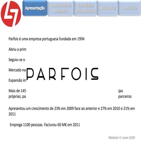 Apresentaçao Parfois Lean SCM XIV Ed