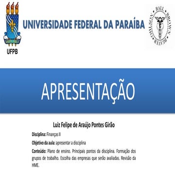 Apresentação do curso de valuation