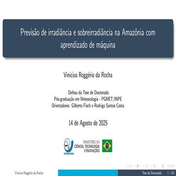 Previsão de irradiância e sobreirradiância na Amazônia com aprendizado de máquina