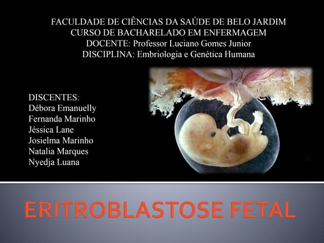 Apresentacao eritroblastose fetal