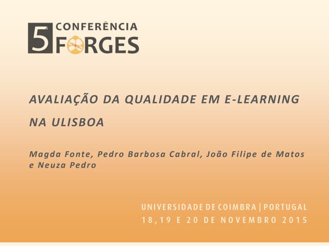 AVALIAÇÃO DA QUALIDADE EM E-LEARNING NA ULISBOA