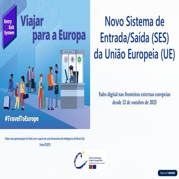 Apresentação | Novo Sistema de Entrada/Saída (SES) da União Europeia (UE)