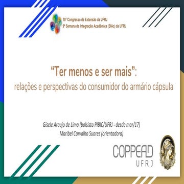 Ter menos e ser mais: relações e perspectivas do consumidor do armário cápsula