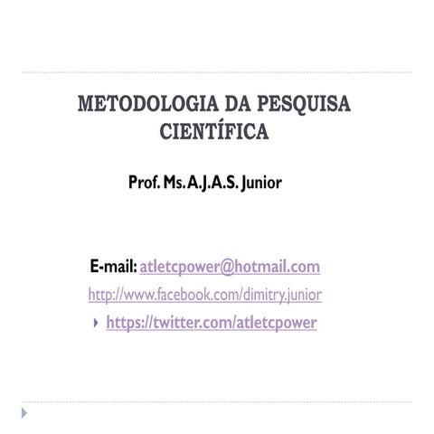 Apresentação   metodologia da pesquisa
