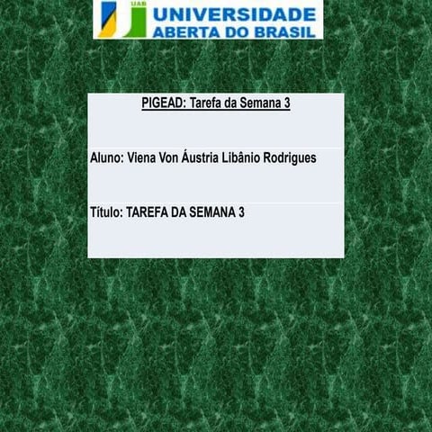 Apresentação  tarefa da semana 3