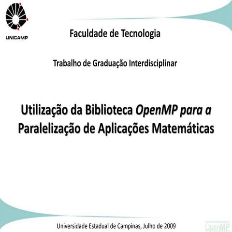 Computação paralela utilizando OpenMP para aplicações matemáticos