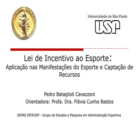Apresentação lei de incentivo ao esporte