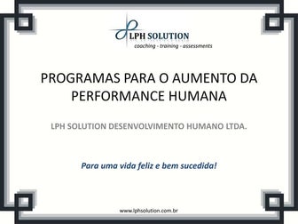 Apresentação Executiva LPH SOLUTION