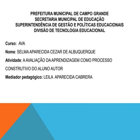 Apresentação slaide curso ava