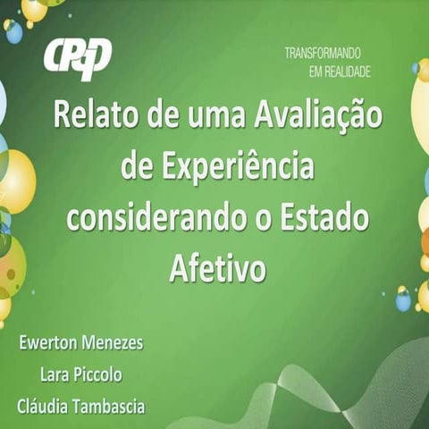Avaliação de Experiência Considerando o Estado Afetivo 