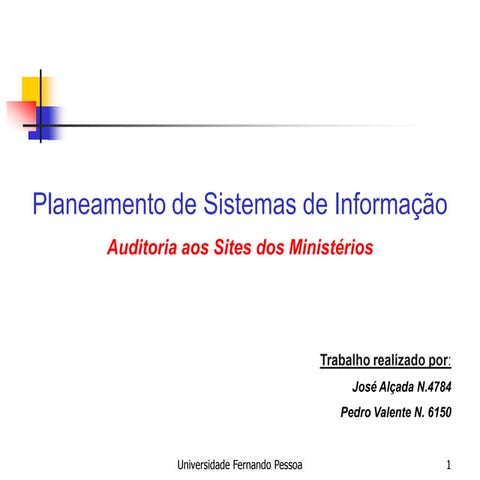 Auditoria aos Sites dos Ministérios