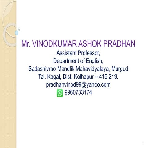 A presentation on romantic poetry by asst. prof. vinodkumar pradhan