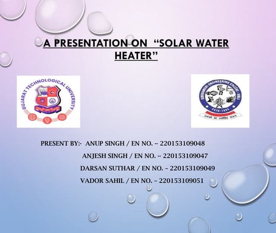 Solar water heater | PPTX | Home Appliances | Home & Garden