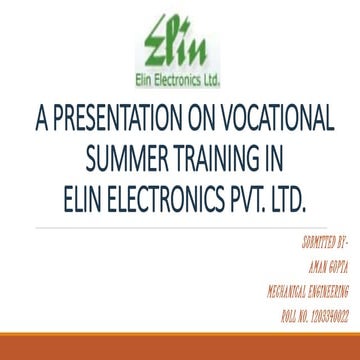 ppt vocational summer training in elin electronics