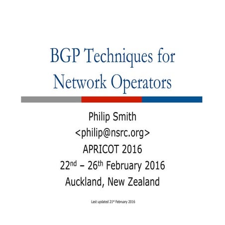 BGP Techniques for Network Operators
