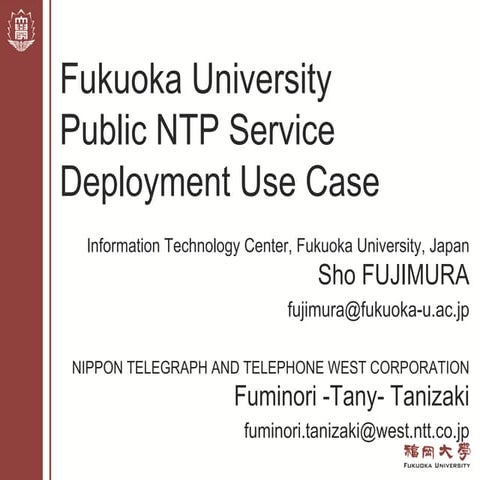Fukuoka University Public NTP Service Deployment Use case