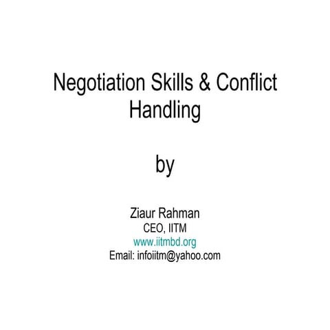 Negotiation Skills and Conflict Handling