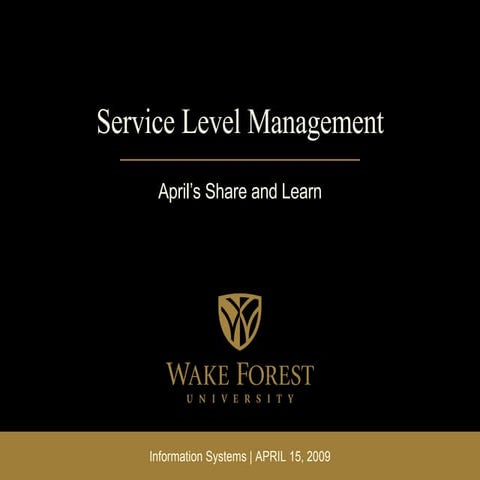 April Service Level Management ITSM Share-and-Learn slides