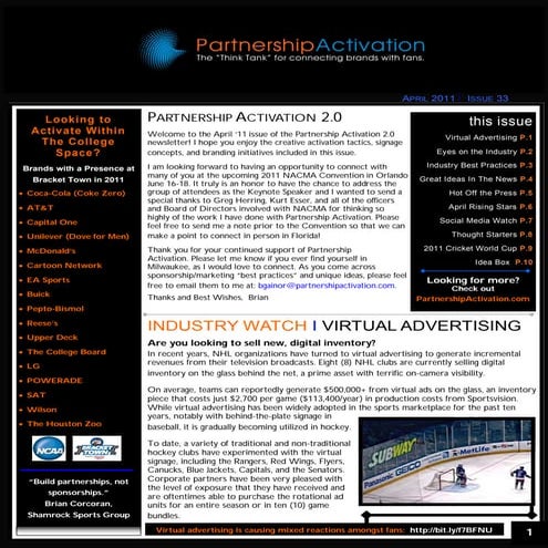 April 2011 Partnership Activation 2.0 Newsletter