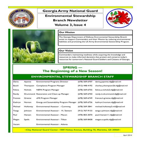 April 2014 environmental newsletter