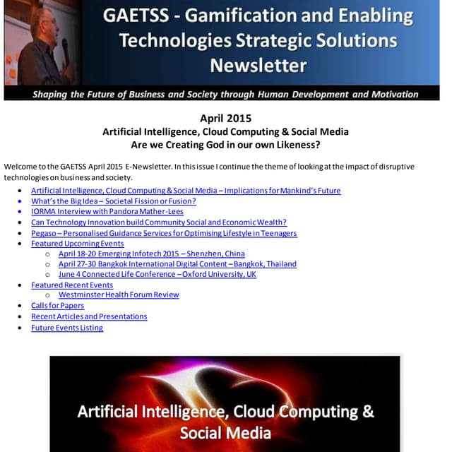 April 2015 GAETSS Newsletter Big Ideas for a Disruptive Future