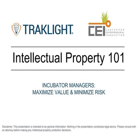 April 2015 NBIA Traklight | CEI IP 101 for Incubator Managers