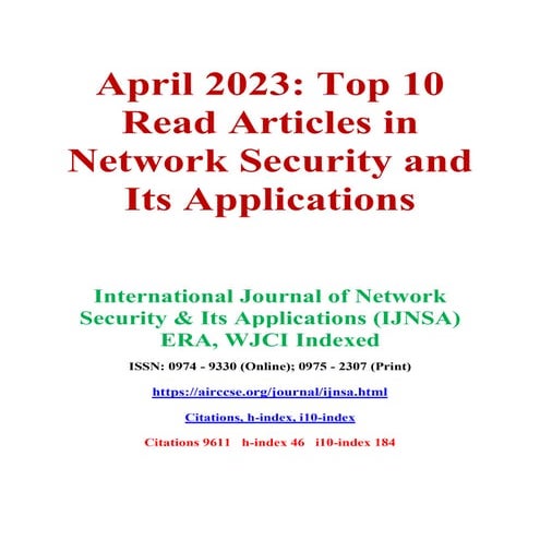  April 2023: Top 10 Read Articles in Network Security and Its Applications