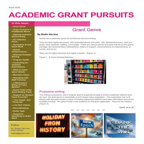 Academic Grant Pursuits Newsletter - April 2026
