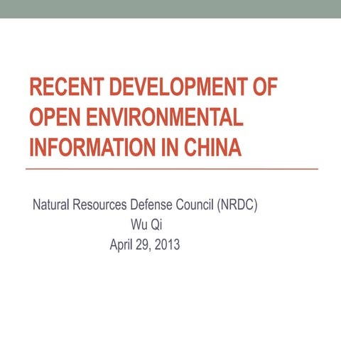 Access to Environmental Information in China