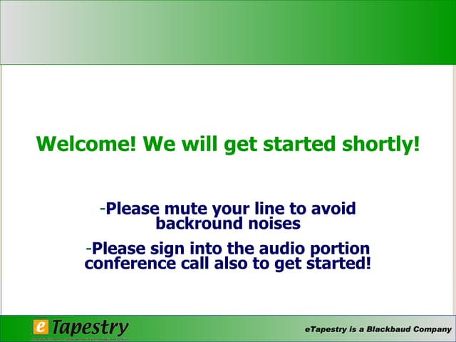 April 7th E Tapestry Internet Seminar