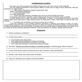 Conto: A princesa e o sapo Leitura ...