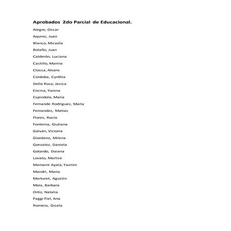 Aprobados 2do parcial de educacional