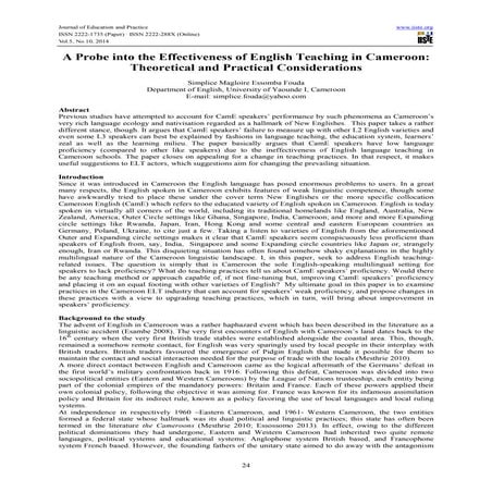 A probe into the effectiveness of english teaching in cameroon | PDF