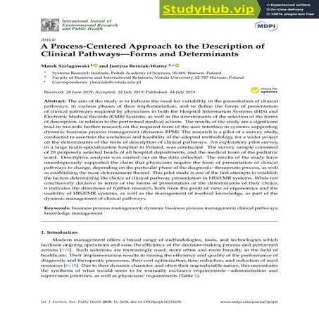 A Process-Centered Approach to the Description of Clinical Pathways Forms and...