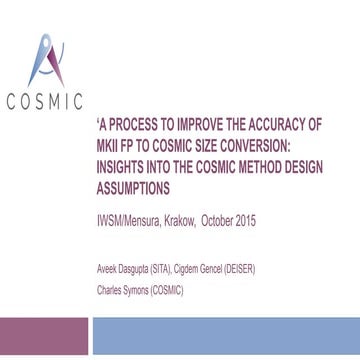 A process to improve the accuracy of mk ii fp to cosmic    charles symons
