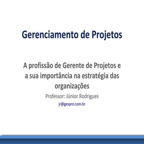 A Profissão De Gerente De Projetos E A Sua Importância Na Estratégia Das Orga...