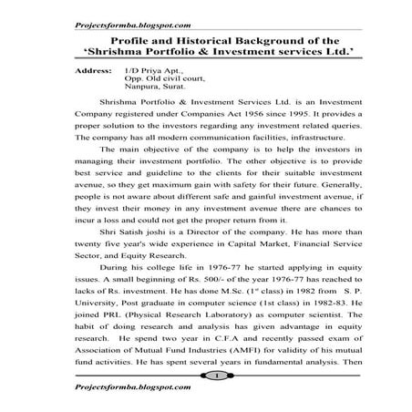 A project on protfolio management