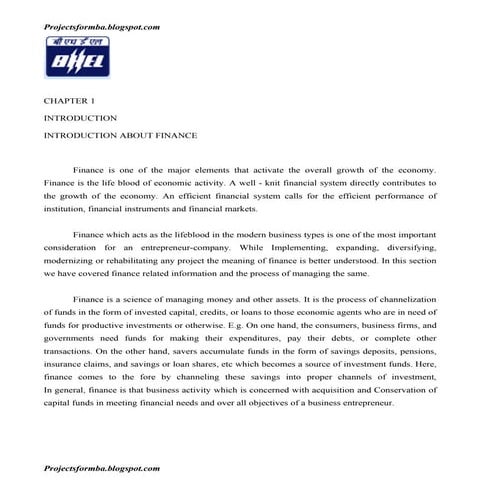 A project on working capital management in bhel