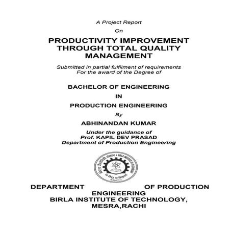 A project report on TQM by Abhinandan Kumar