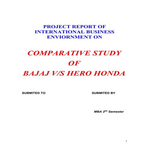 A project report of international business enviornment on comparative study o...