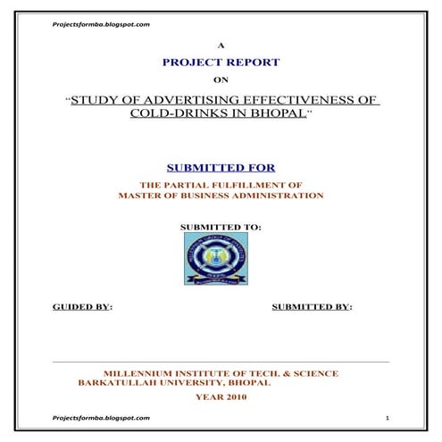 A project report on advertising effectiveness of cold drinks