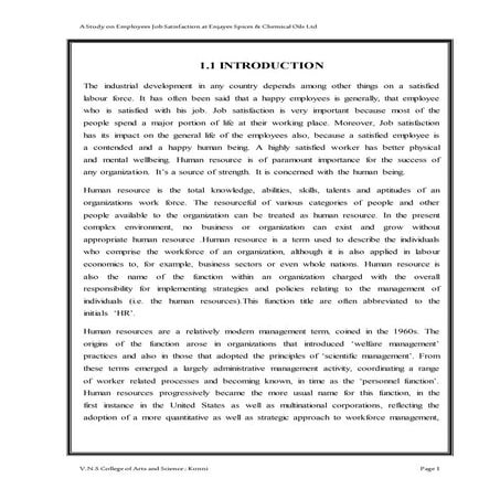 A project report on a study on employees job satisfaction @ enjayes spices an...