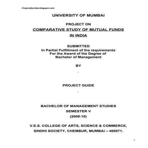 A project report on comparative study of mutual funds in india