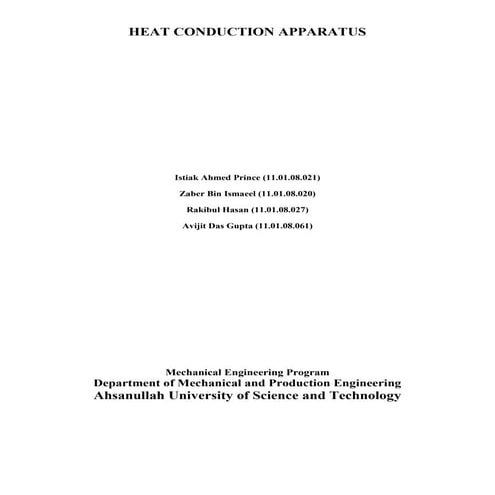 A Project report on Heat Conduction Apparatus