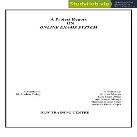A Project Report ON ONLINE EXAMS SYSTEM