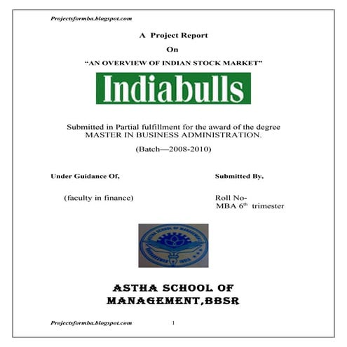 A project report on overview of indian stock market